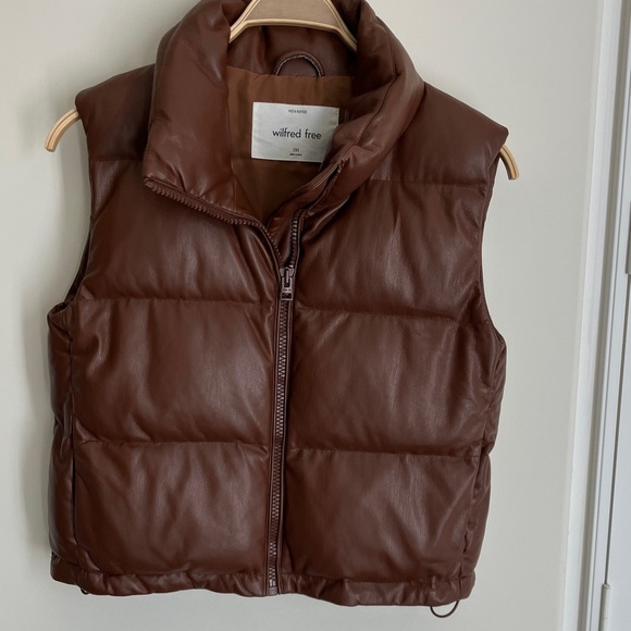 Wilfred Jackets & Blazers - Wilfred Free Vegan Primaloft Vista Puffer Brown ZipUp Vest, Women’s Size 2XS EUC